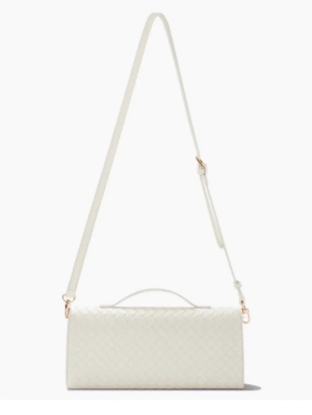 Woven Leather Clutch in Cream with Gold Knot Accent - Picture 4 of 6